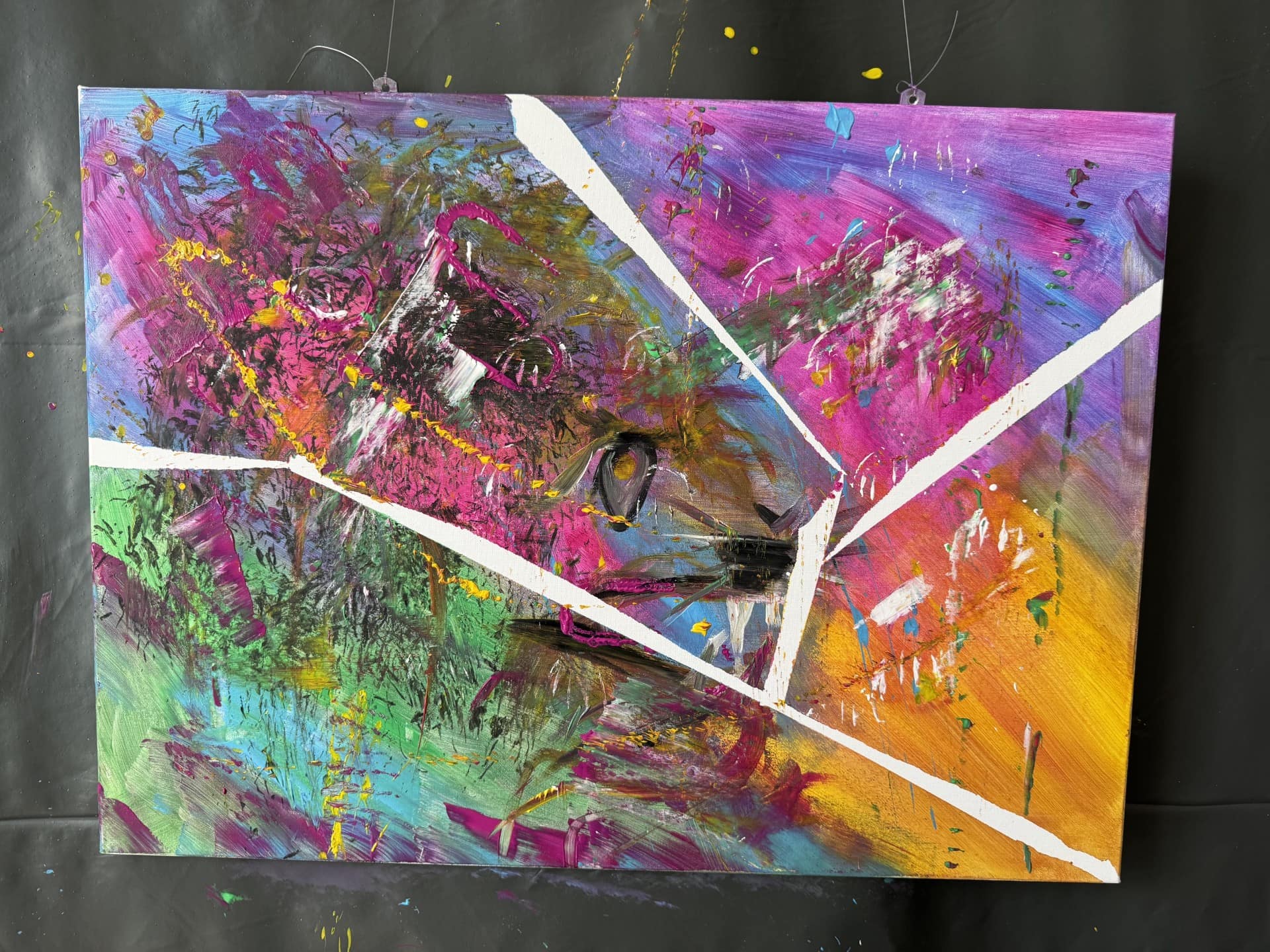 Buntes Action Painting Kunstwerk